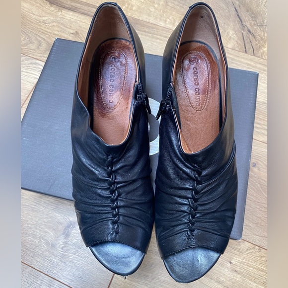 CORSO COMO Catania Black Leather Peep Toe Booties - Picture 4 of 14